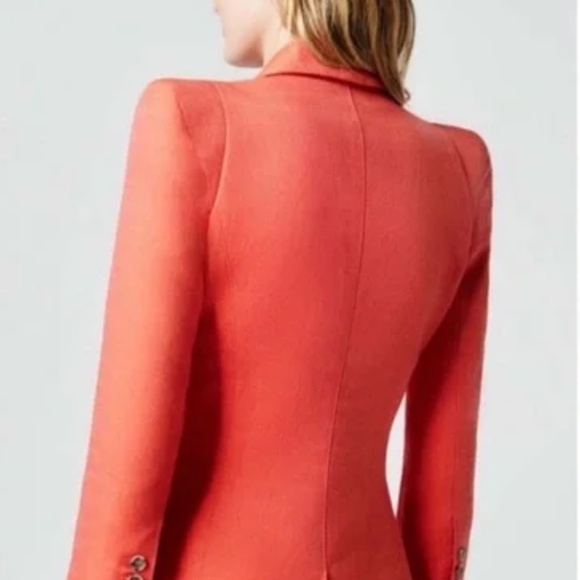 NWOT SMYTHE Pagoda Blazer in Watermelon Size 6 Coral Red Pin Linen Structured - Picture 4 of 6